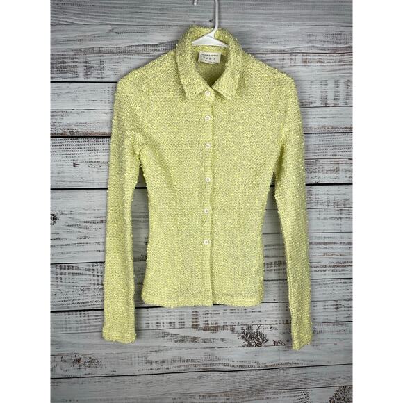Sabo Tops - Sabo Australia Yellow Popcorn Button Down Top size XS US 2 Knitted Career Spring